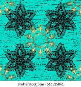 Abstract background with repeating elements. Blue and golden pattern. Elegant vector classic pattern.