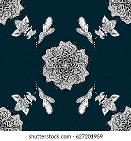 Abstract background with repeating elements. Blue and white pattern. Elegant vector classic pattern.