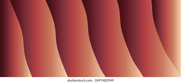 An abstract background with a repeating pattern of vertical, wavy ribs. The ribs are rendered with a smooth gradient, transitioning from deep reddish-brown to lighter peach and pink shades. 