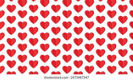 Abstract background with repeating red heart pattern for prints, websites and graphic resources.