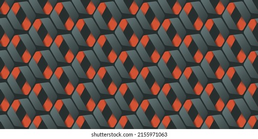 Abstract Background, Repeating Retro Style Geometric Frames Made of Ribbon, 3D Folded Hexagons Pattern - Geometrical Graphic Design for Cards, Covers, Flyers, Web or Decoration