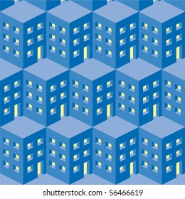 Abstract background representing a city, vector geometric pattern with cubes, 3d effect shape design, seamless.