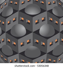 Abstract background representing of greek houses, vector geometric pattern with cubes, 3d effect shape design, seamless.