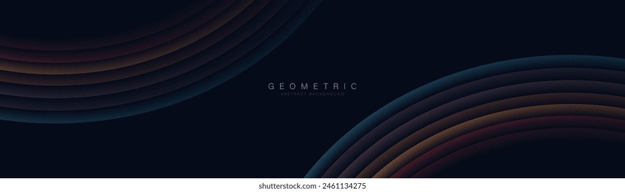 Abstract background with retro color geometric circle line. Modern minimal trendy lines pattern horizontal. Vector illustration