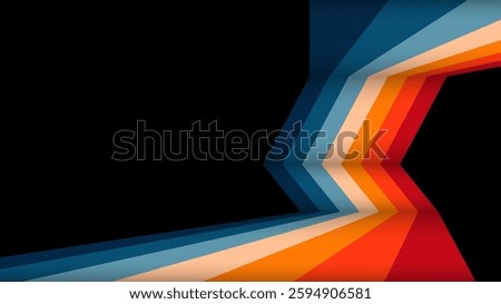 abstract background with retro colored stripes on a black background. minimalistic vector background. A retro futuristic style. vintage poster. banner or cover.