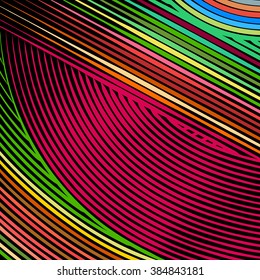 Abstract background with retro colorful lines flow ornament