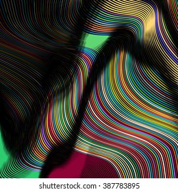 Abstract background with retro colorful lines flow ornament