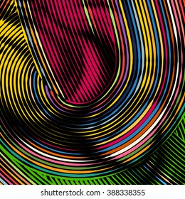 Abstract background with retro colorful lines flow ornament