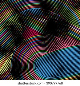 Abstract background with retro colorful lines flow ornament