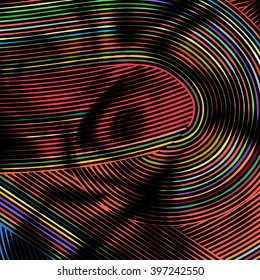 Abstract background with retro colorful lines flow ornament