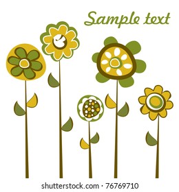 Abstract background with retro designed flowers