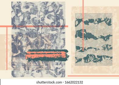 Abstract Background with  Retro Engraving Textures And Design Elements. Vector Illustration