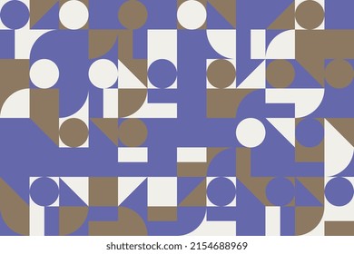 Abstract background with retro geometric pattern. Bauhaus pattern with basic shapes in square grid. Multicolor vintage vector illustration easy to edit and customize. Eps10