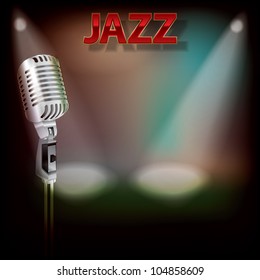abstract background with retro microphone on music stage