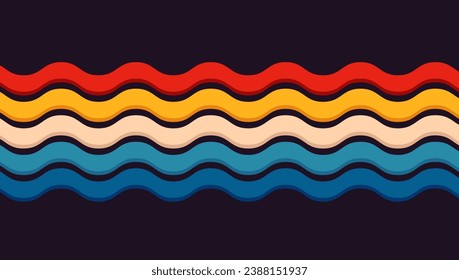 Abstract background retro style 1970s design. Rainbow groovy wavy line design. Vector illustration.