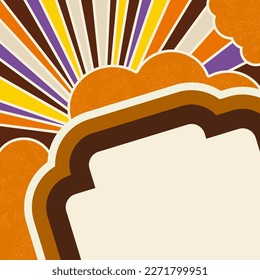 Abstract background in retro style with copy space. Hand drawn vector illustration, flat color design.