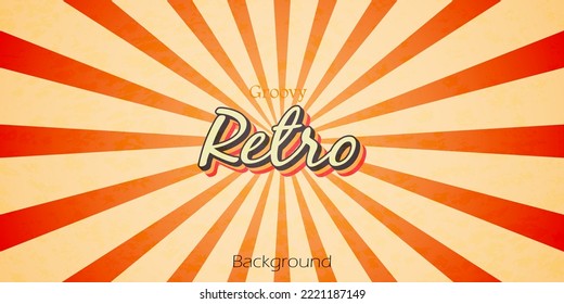 Abstract background retro style with groovy sunburst and grunge texture vintage design
