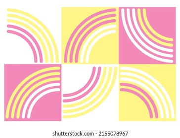 Abstract background in retro style from squares and curved parallel lines. Modern vector pattern