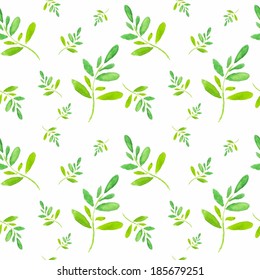 abstract background of retro style watercolor leaves - seamless pattern