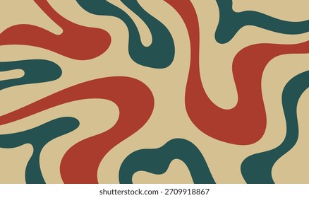 Abstract background retro wavy line with red and green vintage color. Pattern for background poster.