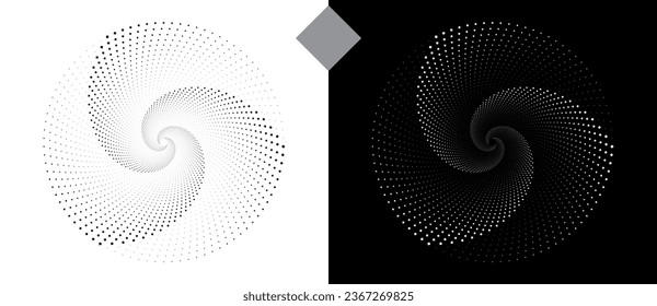 Abstract background with rhombuses in circle. Art design spiral as logo or icon. A black figure on a white background and an equally white figure on the black side.