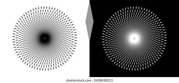 Abstract background with rhombuses in circle. Art design circle as logo or icon. A black figure on a white background and an equally white figure on the black side.