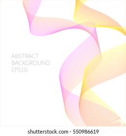 Abstract background with ribbons of the lines. White empty space.