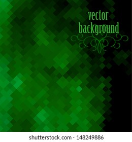 Abstract background with rich green lighting squares