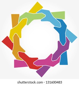 abstract background of ring of hands. vector.