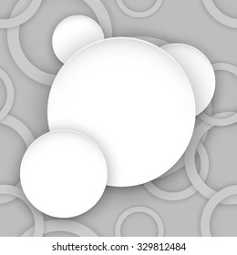 Abstract background with rings of light gray color. Paper circle banner background. Stock vector.