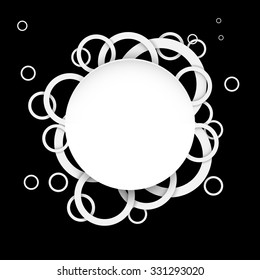 Abstract background with rings of light gray color. Paper circle banner background. Stock vector.