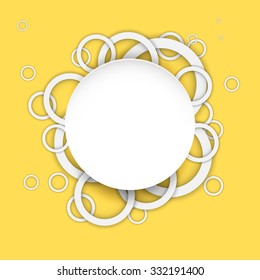 Abstract background with rings of light gray color. Paper circle banner background. Stock vector.