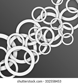 Abstract background with rings of light gray color. Paper circle banner background. Stock vector.