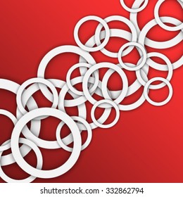 Abstract background with rings of light gray color. Paper circle banner background. Stock vector.