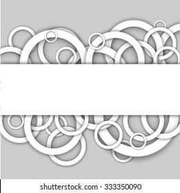Abstract background with rings of light gray color. Paper circle banner background. Stock vector.