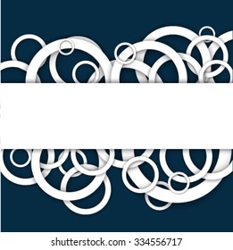 Abstract background with rings of light gray color. Paper circle banner background. Stock vector.