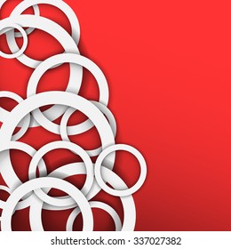 Abstract background with rings of light gray color. Paper circle banner background. Stock vector.