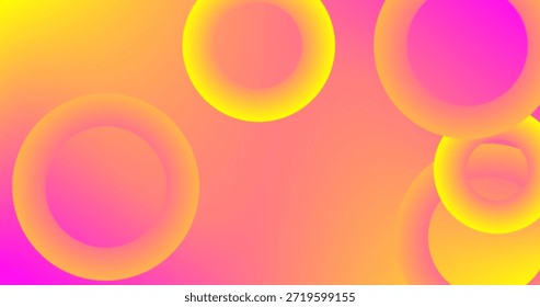 Abstract background with Rings in Yellow Pink gradients Design Copy Space
