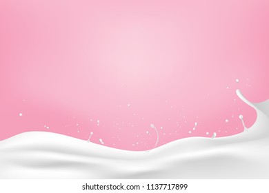 Abstract background ripple milk on a pink background, Vector illustration and design.