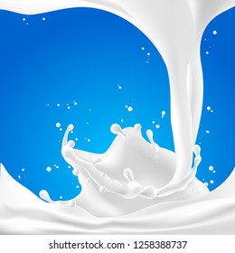 Leche de fondo abstracta en fondo azul, ilustración vectorial y diseño.