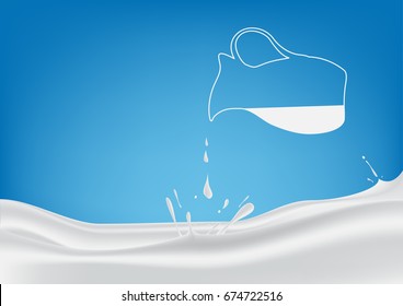 Abstract background ripple milk on blue , illustration design.