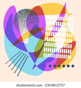 Abstract background with  Riso Print Effect.  Multi-color digital illustration. Vector