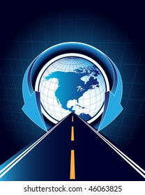 Abstract background with road and world map