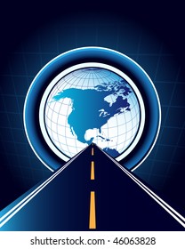 Abstract background with road and world map