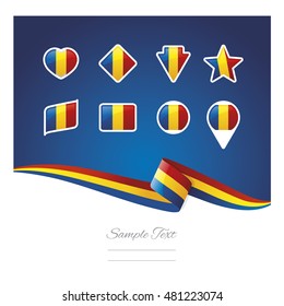 Abstrakter Hintergrund Rumänien Fahne Band Symbol Set Vektor