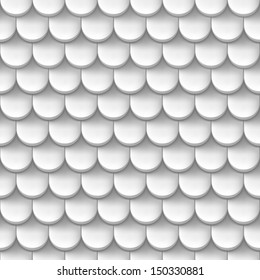 Abstract background with roof tile pattern in white color.