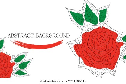 Abstract background rose flower vector background with red and green color flower for invitation wedding card