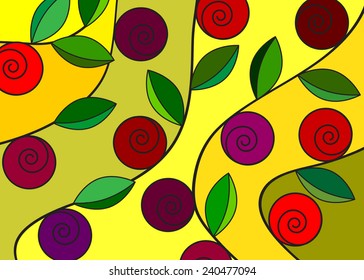 An abstract background of a rose with leaves