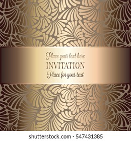 Abstract background with roses, luxury beige and gold vintage intricate tracery, damask floral wallpaper ornaments, invitation card, baroque style booklet, fashion pattern, template for design.