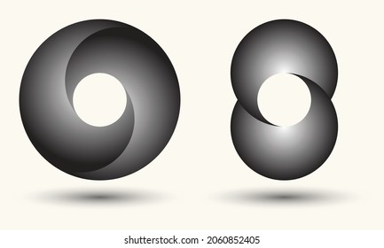 Abstract background with rotating elements. Rotating circle as dynamic icon or logo or badge.